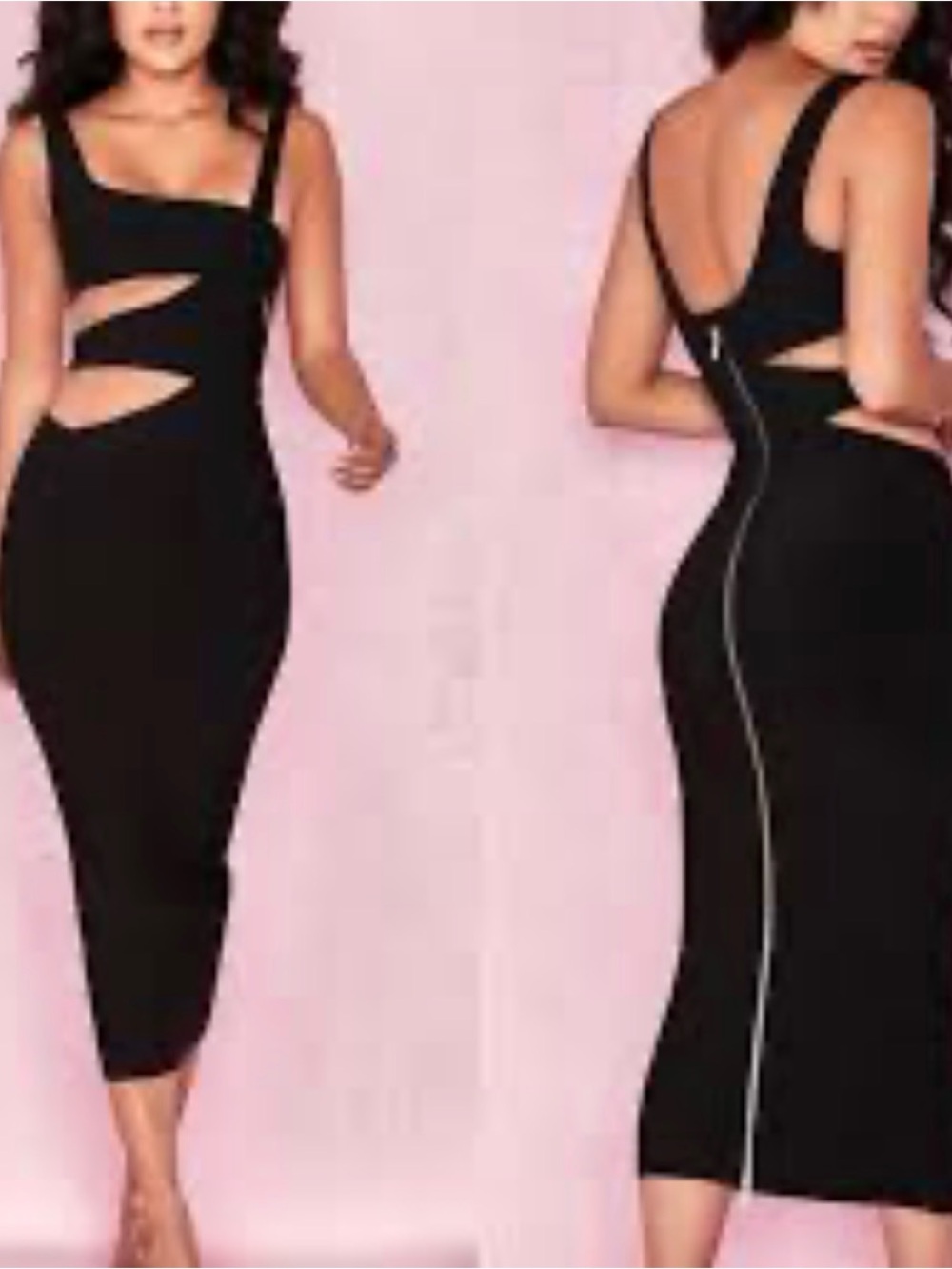 House of CB Black Cutout Bodycon Midi Dress